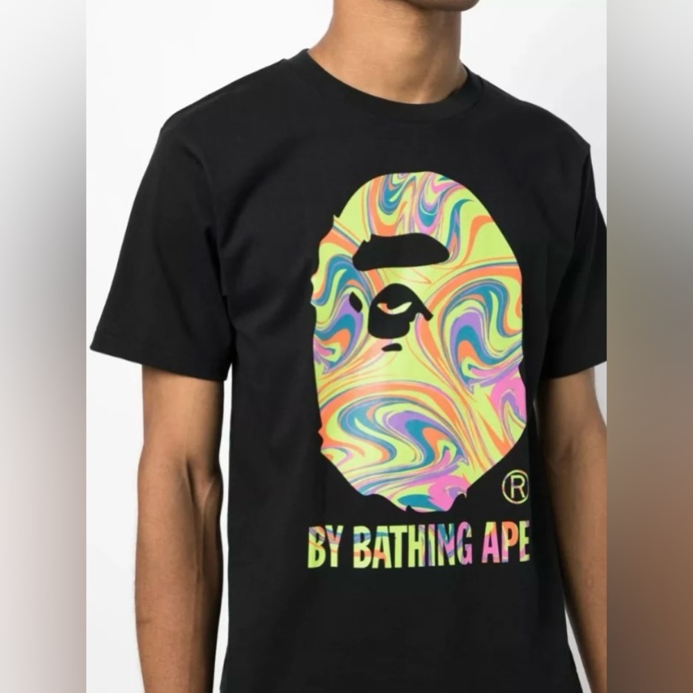 A Bathing Ape bape Marbling tee t shirt Swirl Big Ape Head Men’s XL